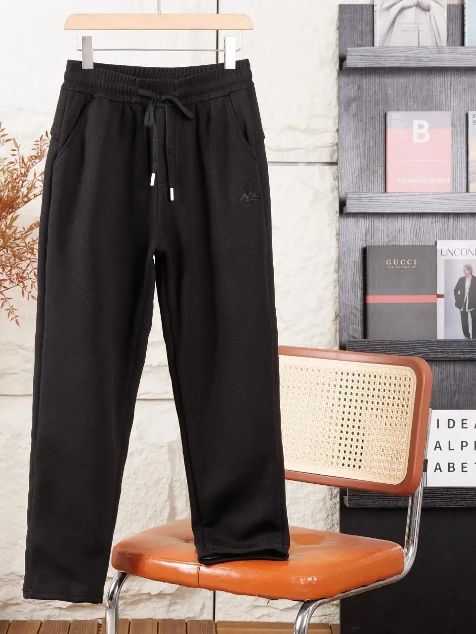 Winter Outdoor Men's Casual Pants Duck down Filling Warm Stylish Straight Leg Long Trousers Polyester Fiber Youth Fashion