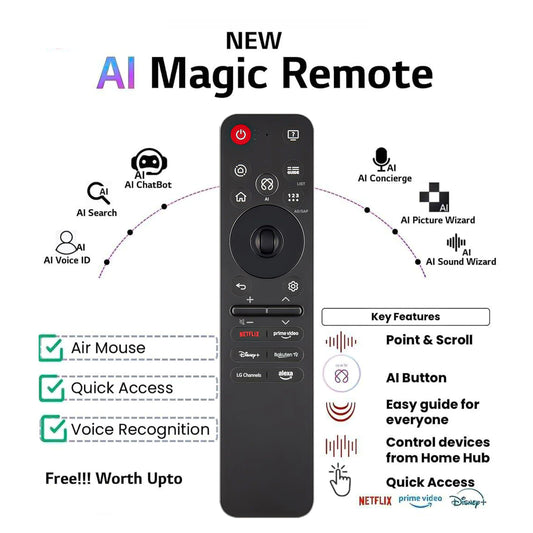 Universal Voice MR25GA Magic Remote Control, Compatible with 2025 LG TVs Bluetooth voice AKB76046603 AKB76046602 AKB76046608