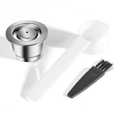 Reusable Coffee Capsule For Nespresso Espresso Crema Cups Stainless Steel Refillable Coffee Pods Filters With Tamper Dosing Ring