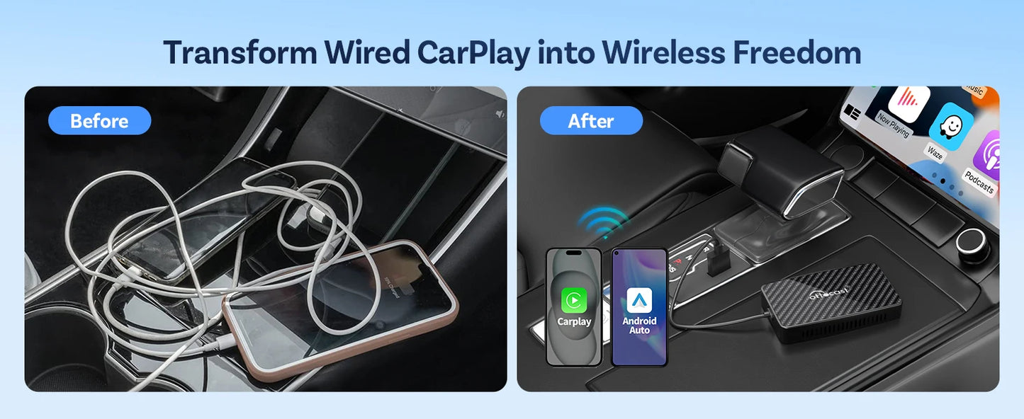 Ottocast Play2video Pro AI Box Wireless Carplay Android Auto Adapter Netflix Dongle Video Playback 1080p Screen Mirror for Cars