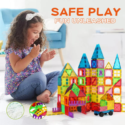 Magnetic Building Blocks Toy, Magnetic Toy Animals with Cars, Creative Geometric Construction Building Toys, Suitable for Children