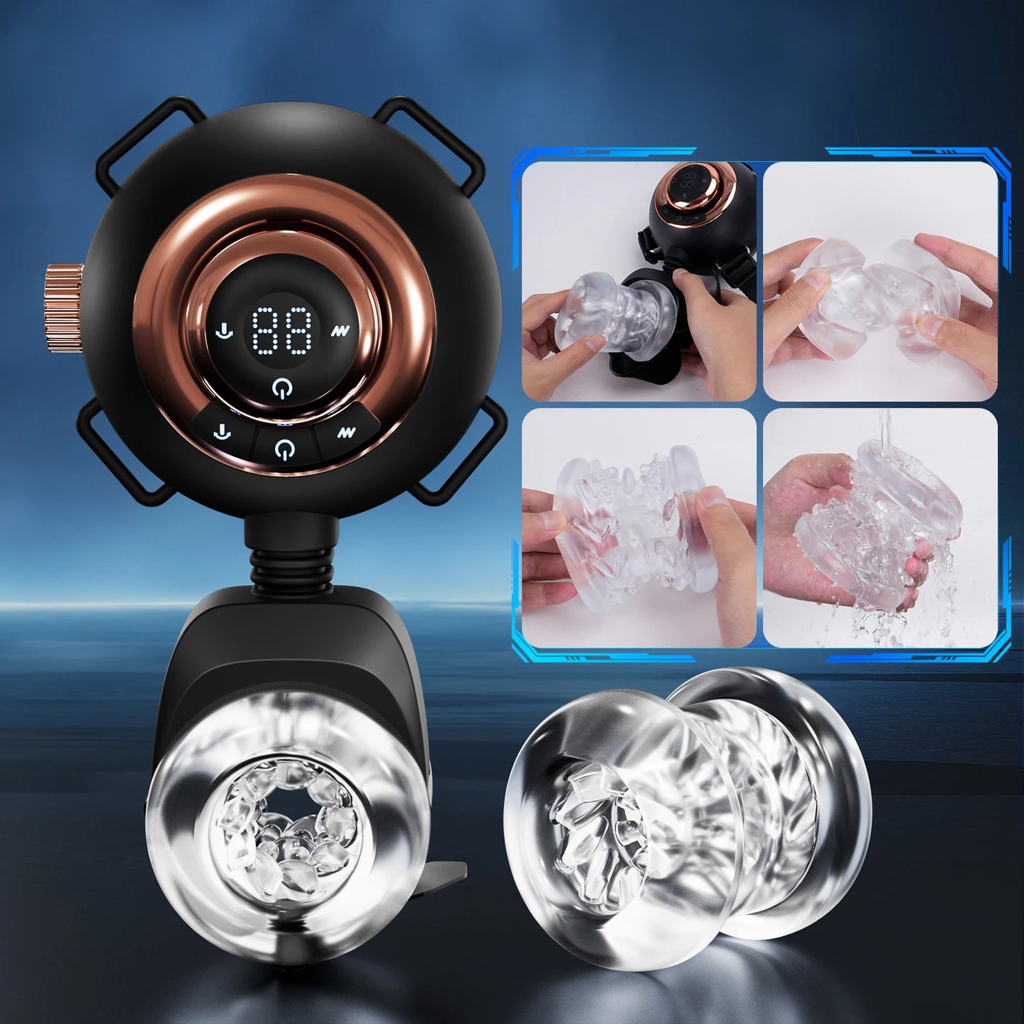 Wearable Automatic Male Masturbator with Removable Belts LCD Adjustable Males Adults Sex Toys Penis Masturbation Stroker for Men