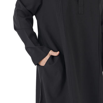 TH851 Men's Muslim Middle Eastern Men Long Sleeves Under-Knee Length Solid Color Stand Collar Robe Arab Male Jubba Thobe