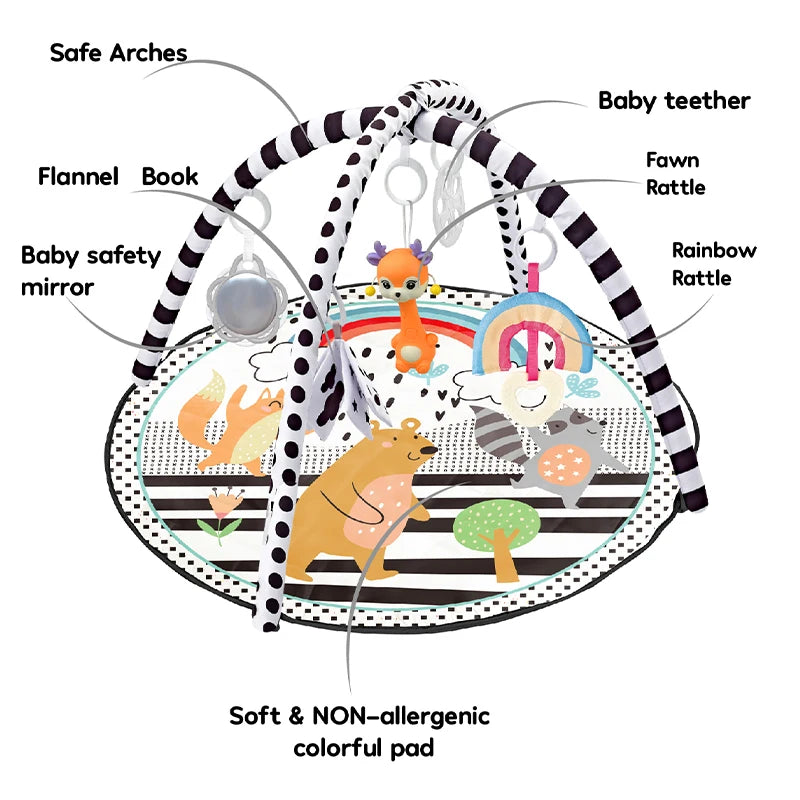 Baby Educational Fitness Frame Gym Play Mat 0-36 Months Tummy Time Crawling Game Blanket Toys Play Mat Rack Crawling Blanket