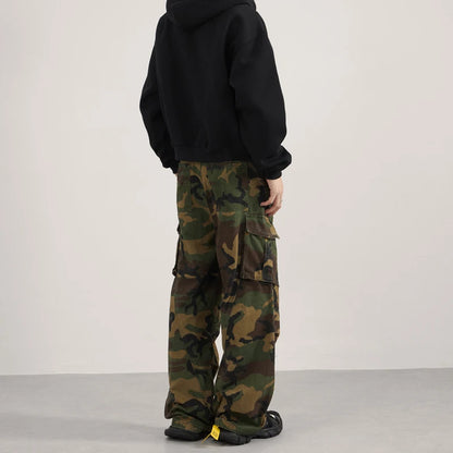 Unisex Camouflage Cargo Pants Loose Wide Leg Multi Pocket Tactical Jeans Casual Streetwear Hip Hop Baggy Trousers Mens Women Y2K