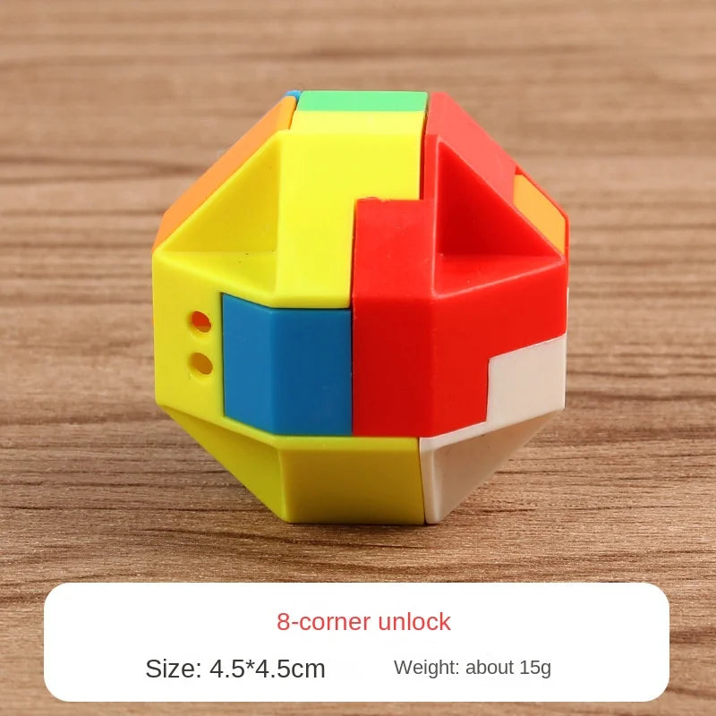 3D Puzzle Luban Lock Keychain Brain Game Rubik's Cube Intelligence Children's Puzzle Toy Adult Stress Resistance Reward Student