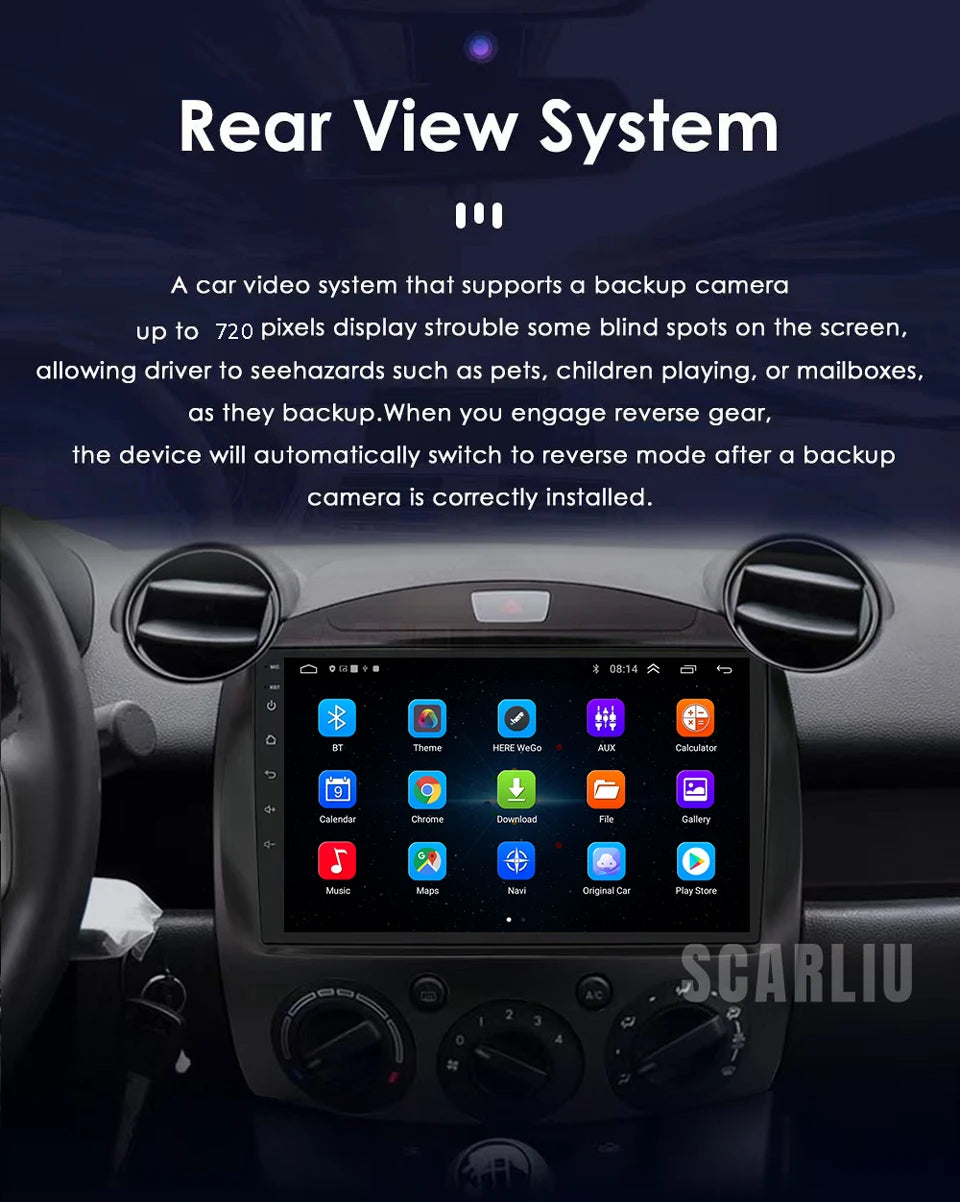 SCARLIU for Mazda 2 2007-2014 Multimedia Video Player 4G WIFI GPS Navigation Carplay DVD Head Unit 2 Din Android 16 Car Radio