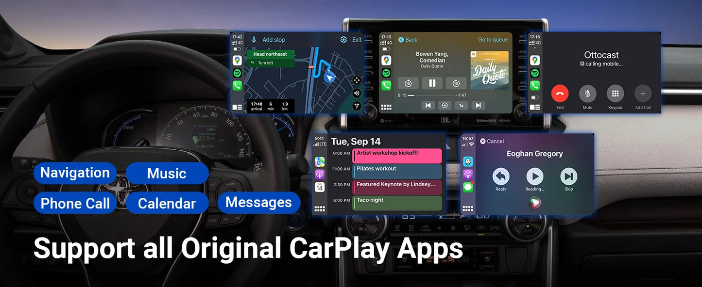 Ottocast Play2video Pro Ai Box Wireless CarPlay Android Auto Adapter Built in Youtube Netflix for Car with Wired Carplay
