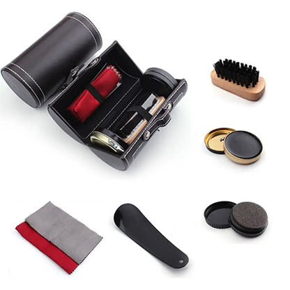 Portable Barrel Set Shoe Shine Kit Black Shoe Polish Stain Removal Leather Shoe Polish Set Shoe Care Tools Men & Women