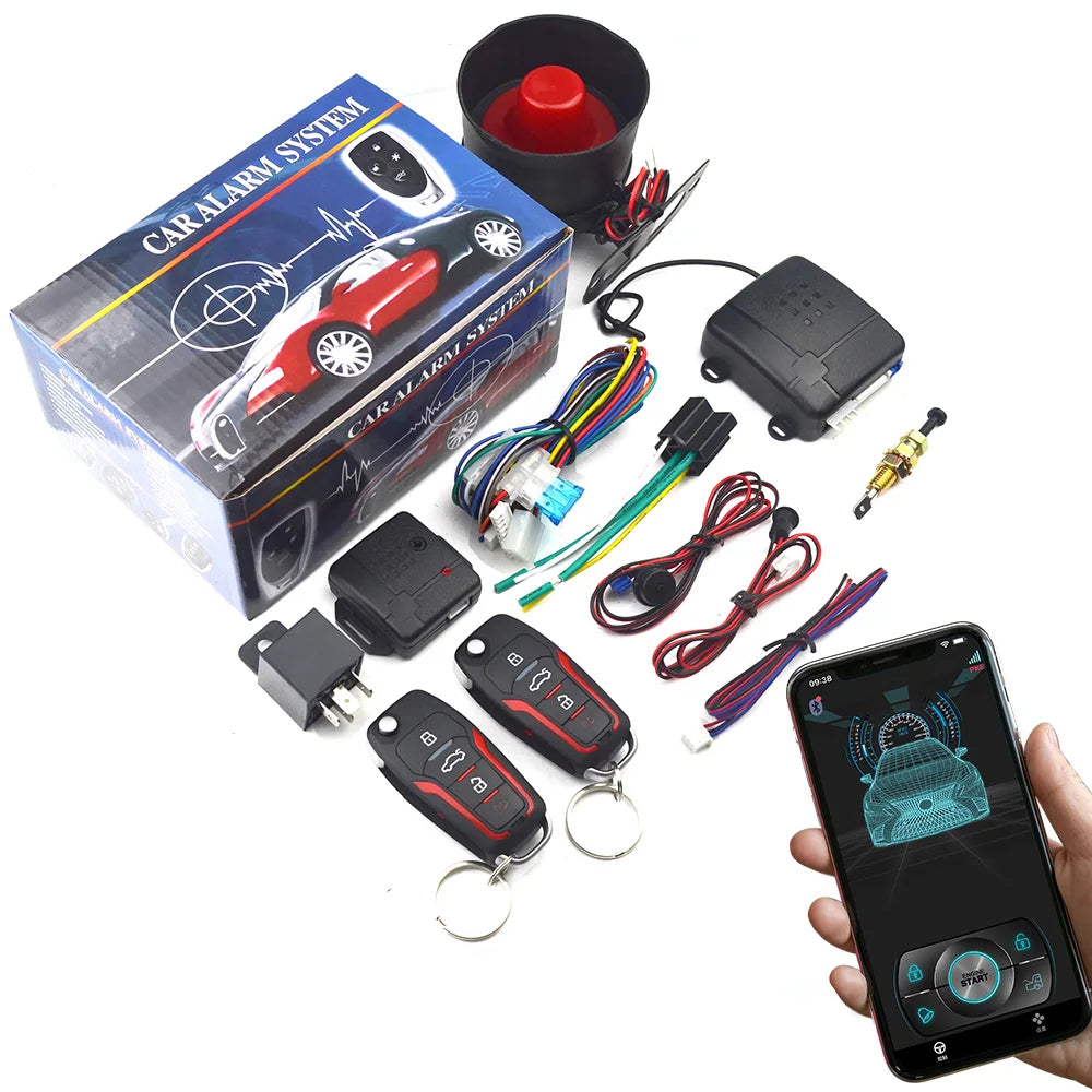 Car Vibration Anti Theft Alarm System Audible Alerts Supports Remote Control via Mobile App Includes 2 Remote Keys Universal Fit