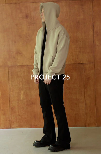 PROJECT 25 Air Layer Fabric Hooded Zip Sweatshirt Men Short Wide Silhouette Solid Color Basic Casual Commute All Match Jacket