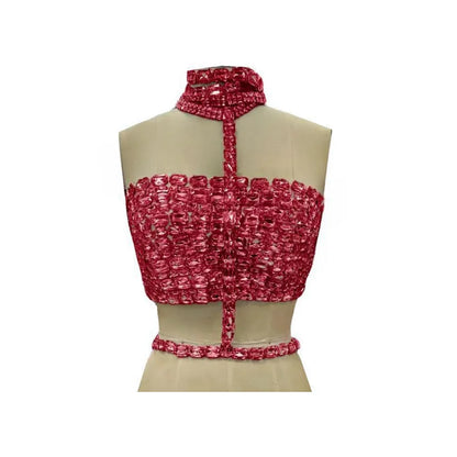 High Quality Stylish Item Super Shining Diamonds Fashionable Neck Chain Short Strapless Top Hot Sexy Woman Fashion Party Outfit
