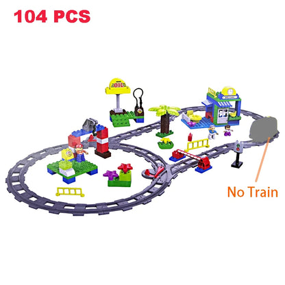 Rail Transport Big Size Building Blocks Creative Track Accessories Assemble Toys For Children Bricks Compatible City Train Set