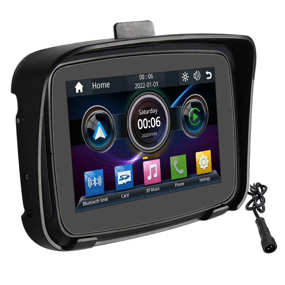 Car Motorcycle GPS Navigation Support Wireless Apple Carplay Android Auto CarPlay Screen Motorcycle GPS IPX7 Waterproof Monitor
