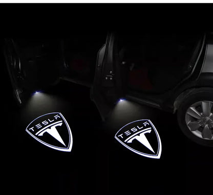2/4Pcs Car Door Projector Lamps HD LED Welcome Lights Accessories For Tesla Model-Y Model-3 Model-X Model-S Cybertruck Roadster