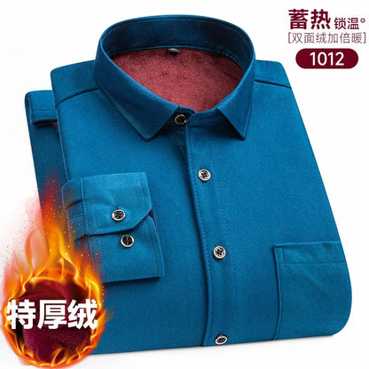Plaid Shirts For Men Cotton Flannel Warm Winter Long Sleeve Button Plus Size Business Dress Smart Shirt Casual Easy Care Clothes