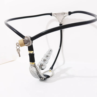 LILUPLAY Female Invisible Chastity Belt Stainless Steel Adjustable BDSM Slave Underwear with Vaginal Plug