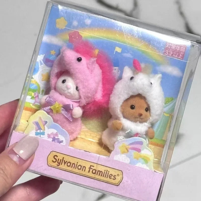 Original Japan Sylvanian Families Anime Figures Christmas Set Robot Unicorn Attack Toy Dressing Party Doll Festival Limited Toys