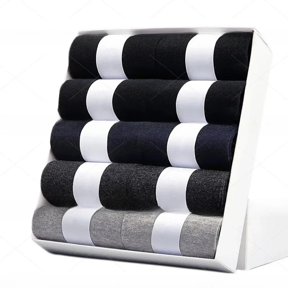 5 10 Pairs Men Socks Cotton Blend Black Business Casual Soft Breathable for  Spring Summer Autumn Winter Size 6-13