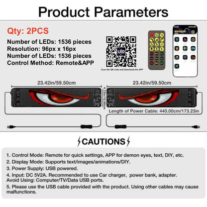 Devil Eyes Light Truck LED Windshield Eyes Custom Flexible Neon Matric Panel Car LED Display Flashing Evil Eyes For Cars