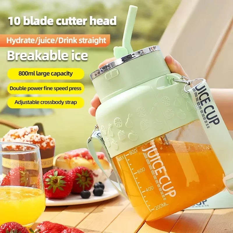 Portable juicer 800ml juicer bucket multifunctional ice crushing large capacity rechargeable juicer cup milkshake machine