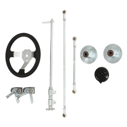 300mm Go Karts Steering Wheel Kit Tie Rod Ball Joint Gear Rack Shaft Kit for 100cc 125cc 140cc 150cc Go Kart Quad