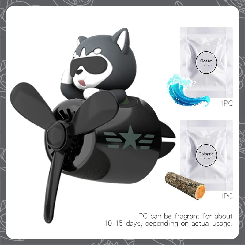 Rotating propeller plane pilot bear car air freshener accessories decoration vent outlet perfume fragrance diffuser ornament men