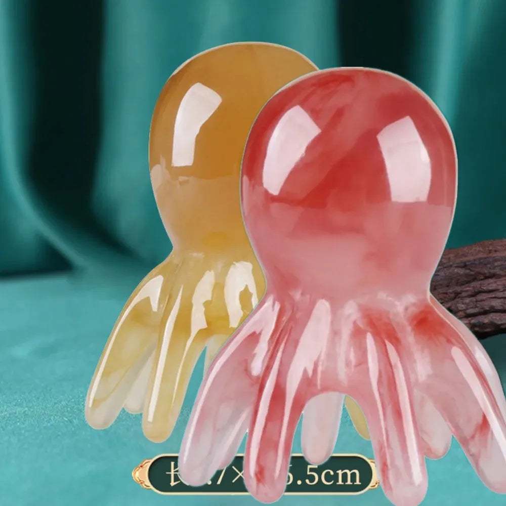 4PCS Resin Octopus Scalp Massage Brush Meridian Scraping Acupuncture Gua Sha Fatigue Relief Relaxation Tool for SPA