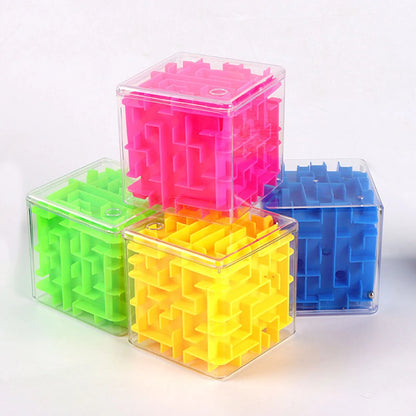 1pc Kids 3D Maze Puzzle Six-sided Rolling Ball Game Labyrinth Children Balance Training Educational Toys