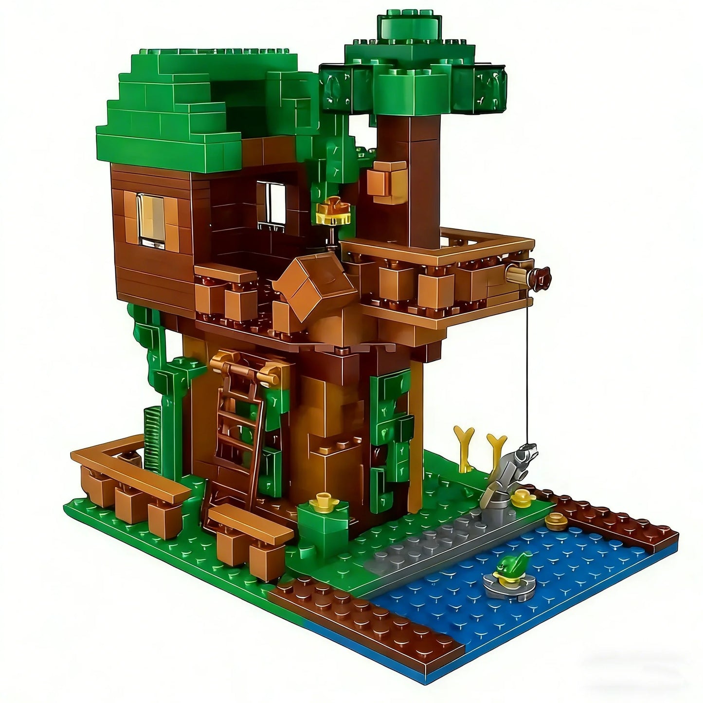 Luxury 6-in-1 Large Village Stacking Block Set with Tree House | Premium Design | Gift & Collection