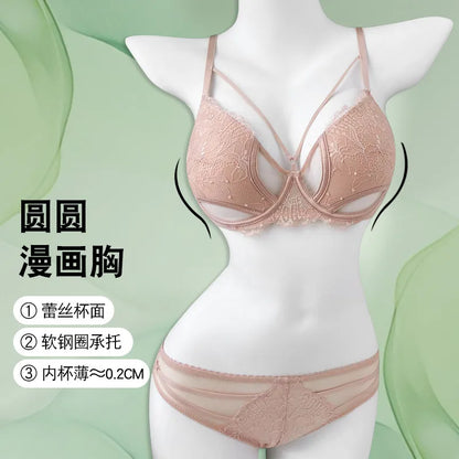 Hot Sale French Lace Bra Soft Underwire High Support Push Up Anti Sagging Sexy Nude Back Stylish Bra Size S-XL 32-38 Hot Search