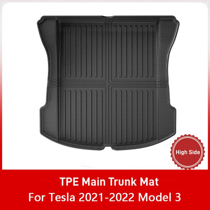 For Tesla Model Y / 3 2019-2023 Full Coverage Rear Trunk Mats TPE Rear Seat Backrest Protective Pad Cargo Liner Anti-Kick Pad