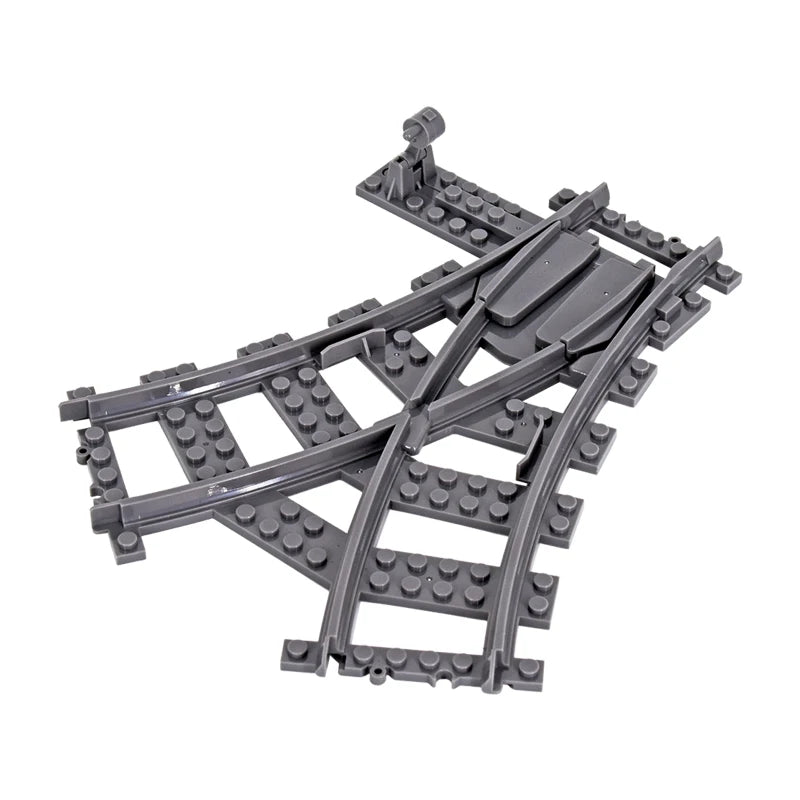 City Trains Flexible Tracks Forked Straight Curved Rails Switch Building Block Bricks High-Tech Creative Toys for kids gifts