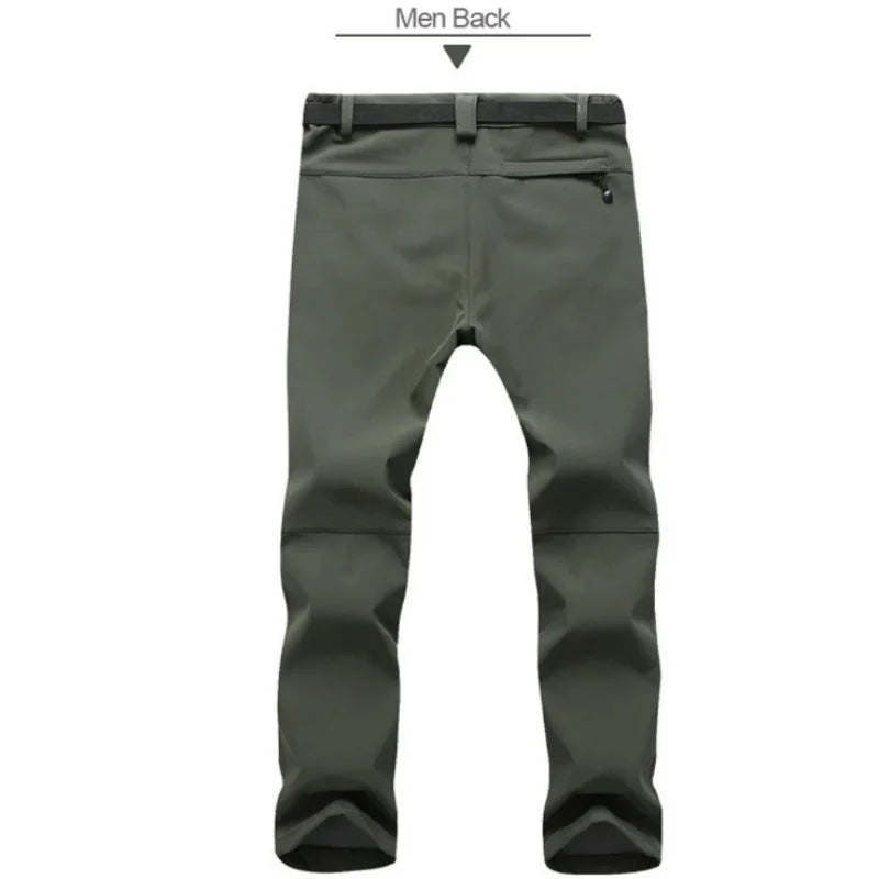 New Warm Winter Men Soft Shell Pants Travel Waterproof Outdoor Camping&Hiking Pants Fleece Windproof Skiing Trousers