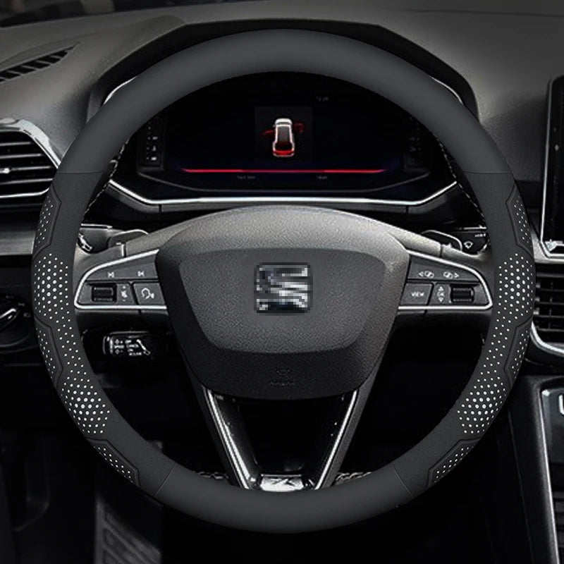 For SEAT Leon Ibiza FR 2 Ateca Arona Exeo Arosa Tarraco Mii Carbon fiber Suede Leather Car Steering Wheel Cover Auto Accessories