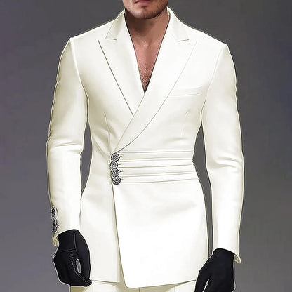 Wedding-ready Slim-fit Men Suit 2 Pieces(Jacket+Pants) Groom Suit Single-breasted Peak-lapel Formal Set for Elegance Custom