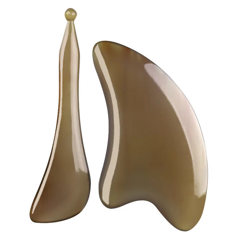 Natural White Water Buffalo Horn Scraping Board, Facial Beauty Special Eye Muscle Pulling Stick, Beauty Stick, Scraping Board