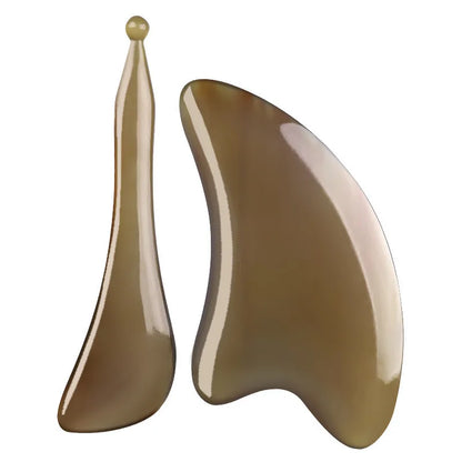 Natural White Water Buffalo Horn Scraping Board, Facial Beauty Special Eye Muscle Pulling Stick, Beauty Stick, Scraping Board