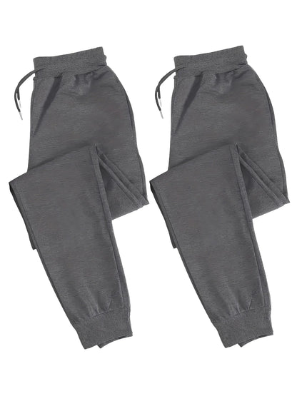 Men's two-piece casual sporty jogger pants, loose-fit sweatpants, wrinkle-resistant and shape-retaining, suitable for running,