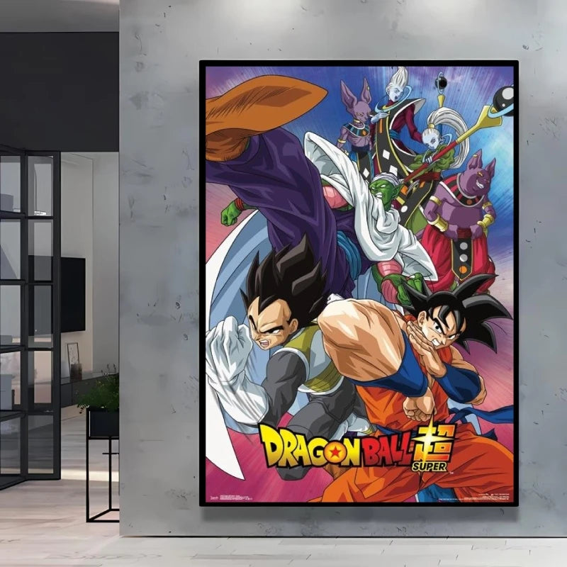 Dragon Ball Poster Super Saiyan Wall Art Goku Themed Painting Vivid Battle Design Durable Canvas Perfect for Anime Room Decor