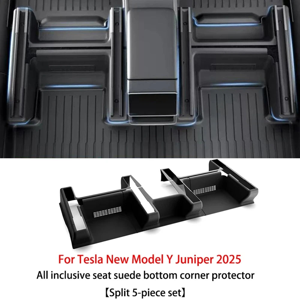 For Tesla Model Y Juniper 2025 2026 TPE Under Seat Corner Guard Seat Slide Rails Protector Cover Anti-Kick Flocking Accessories