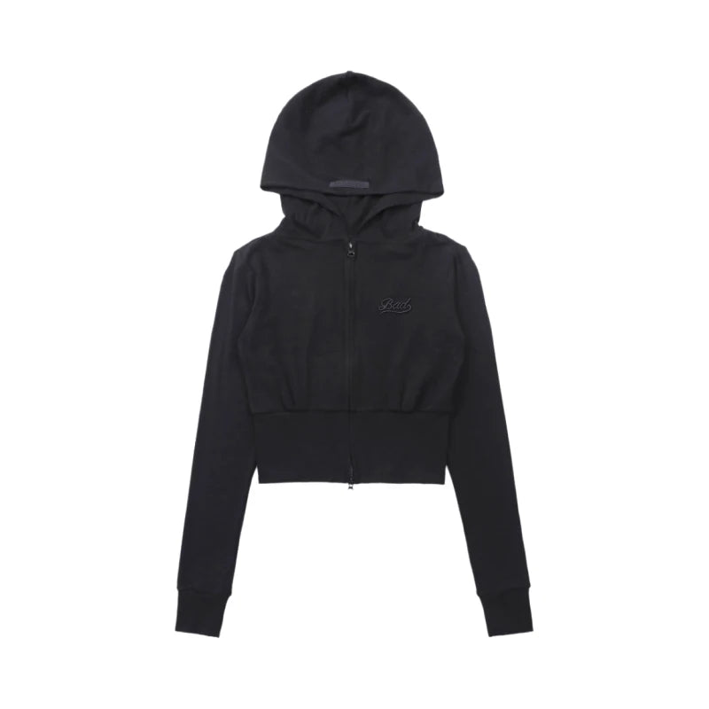 American Style Slim Fit Hoodie Embroidered Zipper Jacket Women Casual Versatile Autumn Outerwear Long Sleeve Short Length