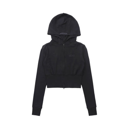 American Style Slim Fit Hoodie Embroidered Zipper Jacket Women Casual Versatile Autumn Outerwear Long Sleeve Short Length