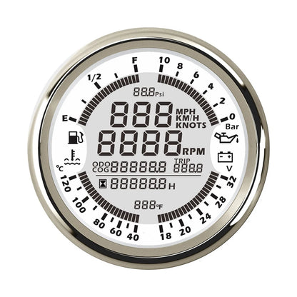 85mm 6 in 1 Car Marine Multi-function GPS Speedometer Tachometer Voltmeter 12V 24V Fuel Level Water Temp Oil Pressure 5Bar 10Bar