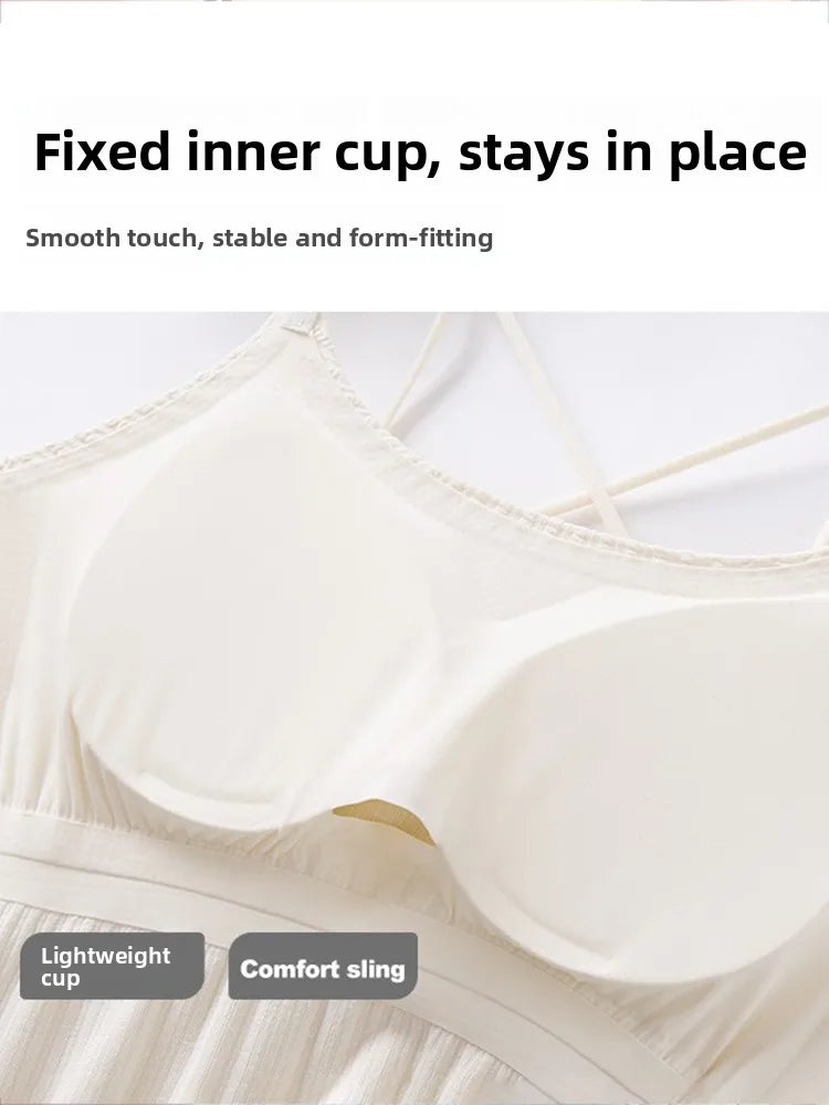 New 2025 Women's Slimming Long Tank Top Beautiful Back Bralette Innerwear Outerwear Base Layer Strap Vest Fashionable Polyest...
