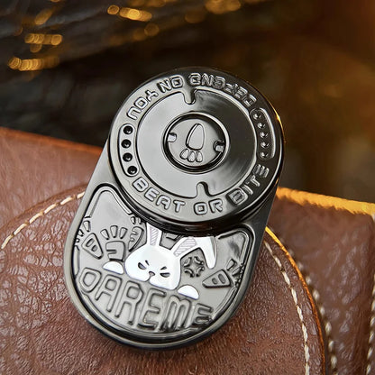 Grumpy Rabbit MIX Push Card Rhythm Stainless Steel Mechanical Ratchet EDC Decompression Toy Tide Play Fingertip Gyro Gifts