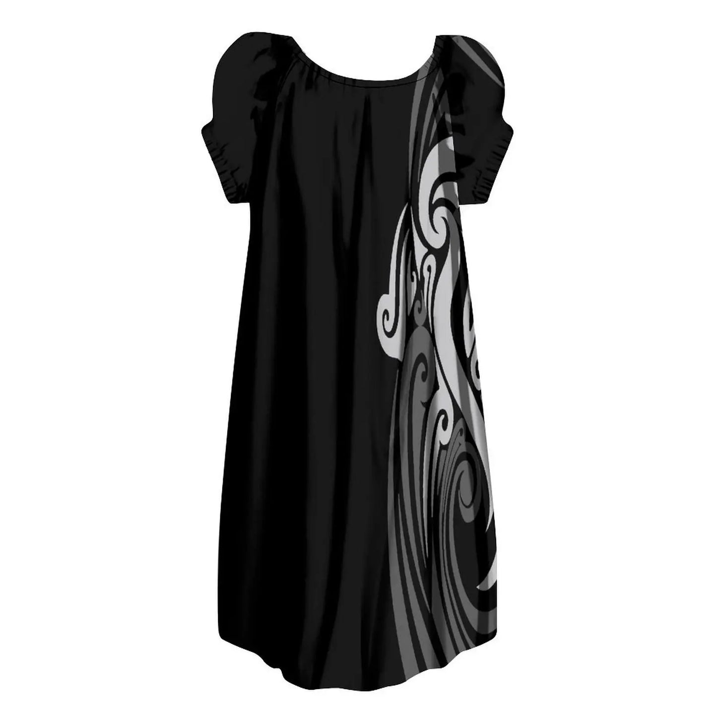 New Design Customize Polynesian Print Micronesian Loose Casual puffy dress Plus Size Women Clothing