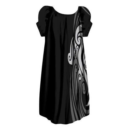 New Design Customize Polynesian Print Micronesian Loose Casual puffy dress Plus Size Women Clothing