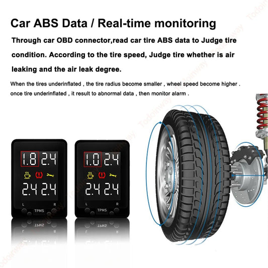 Digital LCD Tire Pressure Monitor System OBD TPMS Display Security Monitoring Alarm For Toyota Corolla 2014 Car Accessories