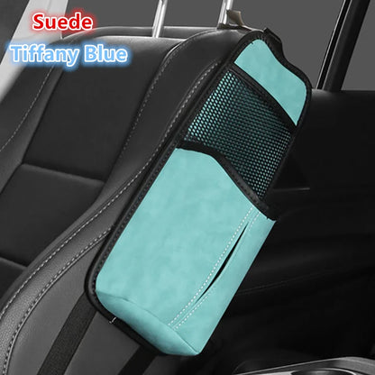 Car Seat Back Bag With Tissue Holder Car Seat Side Storage Bag Car Multifunctional Hanging Drink Holder Mesh Storage Pocket